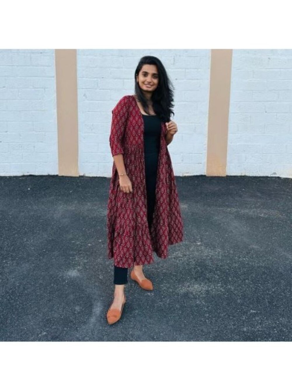 Banana Republic Dress Size XS Red Wrap Front 3/4 Sleeve Geometric Print